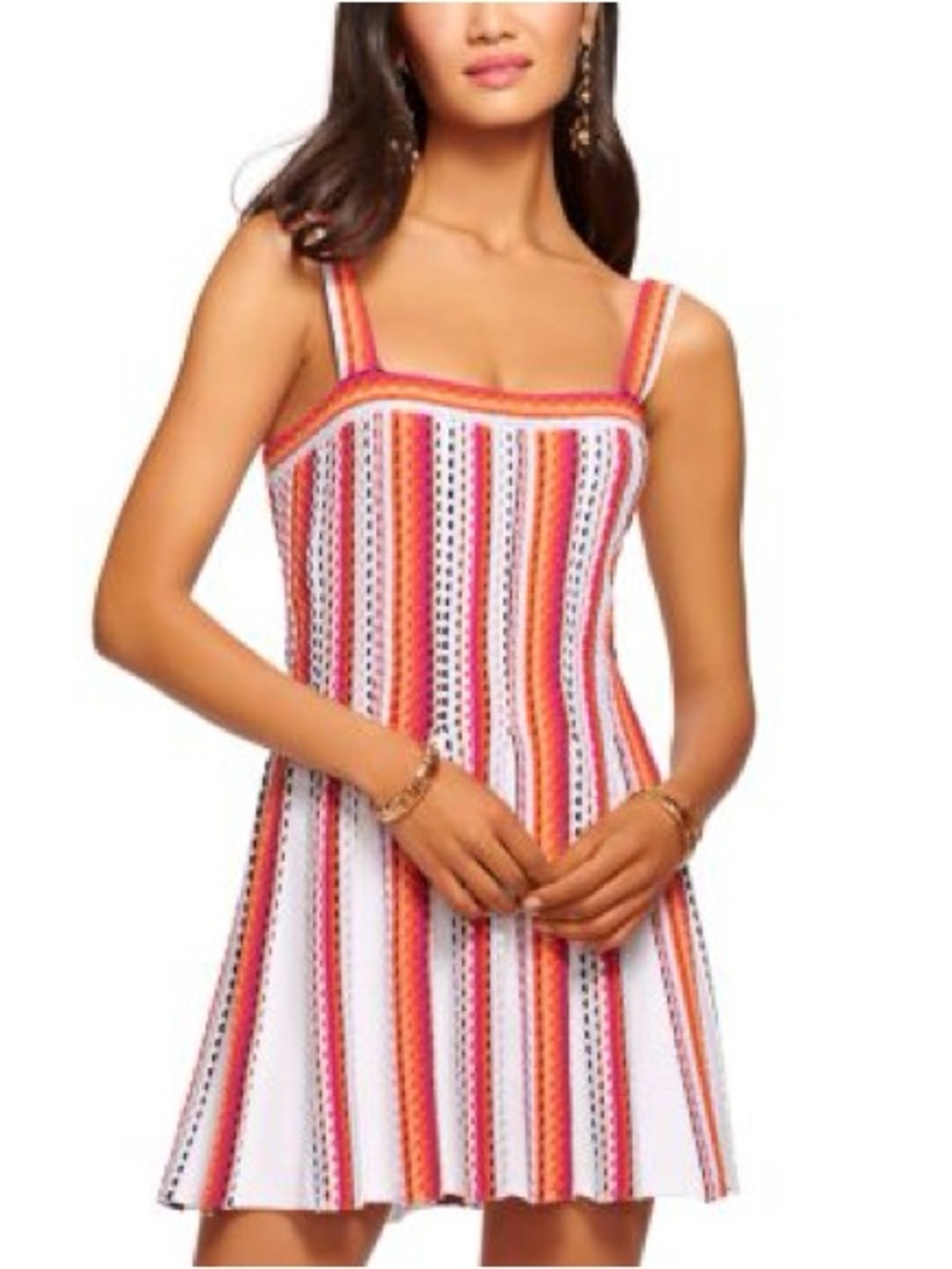 RAMY BROOK Striped Knit Sundress in White, Pink & Orange